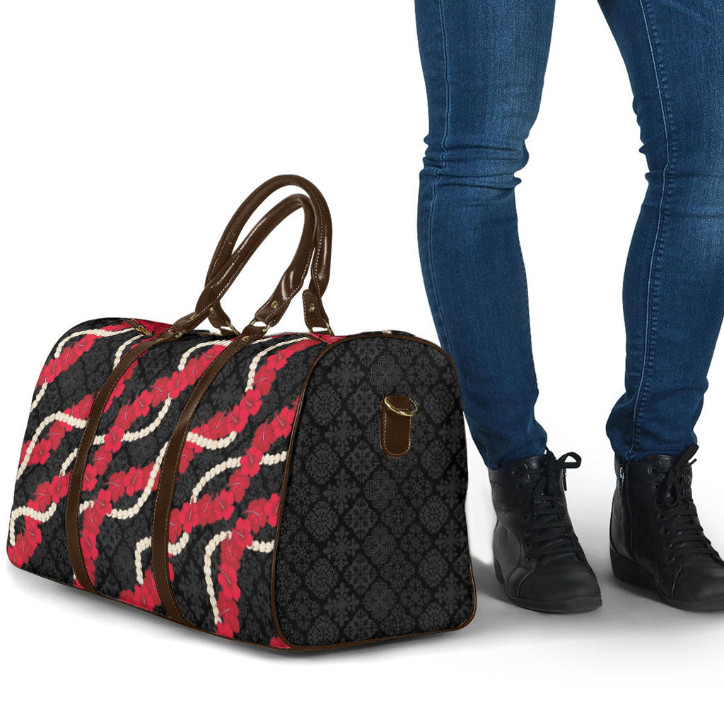 Aloha Ula'ula Hibiscus Pikake Lei Travel Bag Hawaiian Quilt Pattern