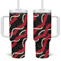 Aloha Ula'ula Hibiscus Pikake Lei Tumbler With Handle Hawaiian Quilt Pattern