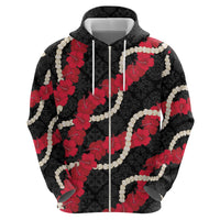 Aloha Ula'ula Hibiscus Pikake Lei Zip Hoodie Hawaiian Quilt Pattern