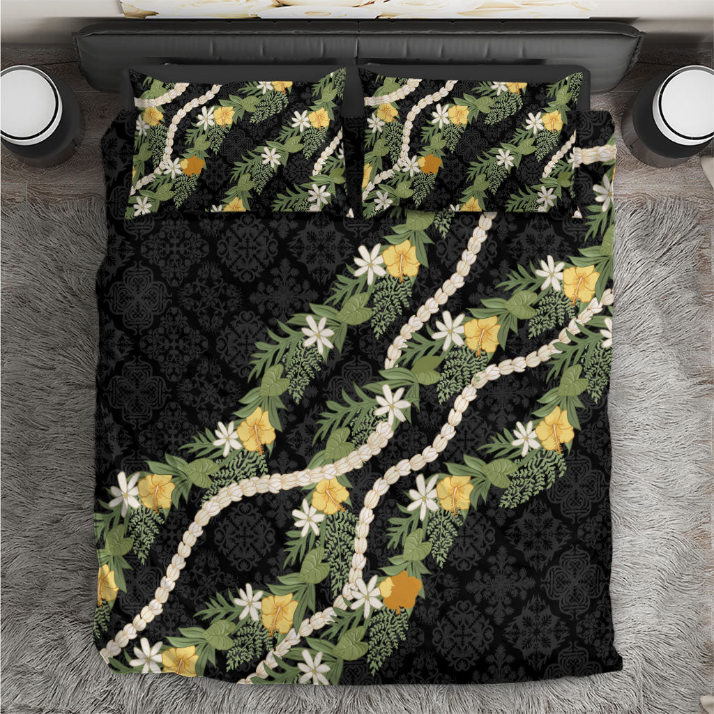 Puakenikeni Anthurium Pikake Lei Bedding Set Hawaiian Quilt Pattern
