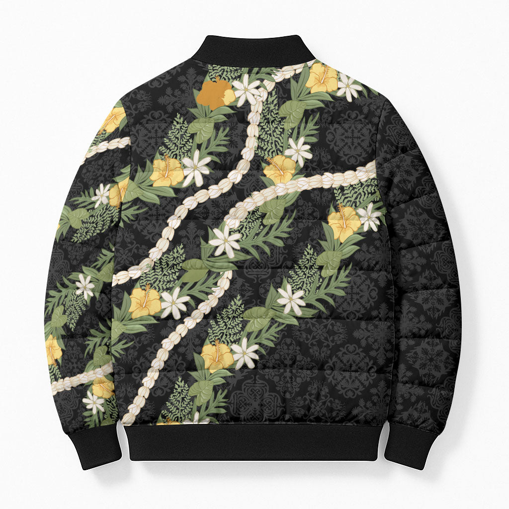 Puakenikeni Anthurium Pikake Lei Bomber Puffer Jacket Hawaiian Quilt Pattern