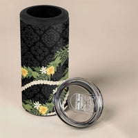 Puakenikeni Anthurium Pikake Lei 4 in 1 Can Cooler Tumbler Hawaiian Quilt Pattern