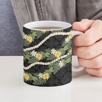 Puakenikeni Anthurium Pikake Lei Ceramic Mug Hawaiian Quilt Pattern