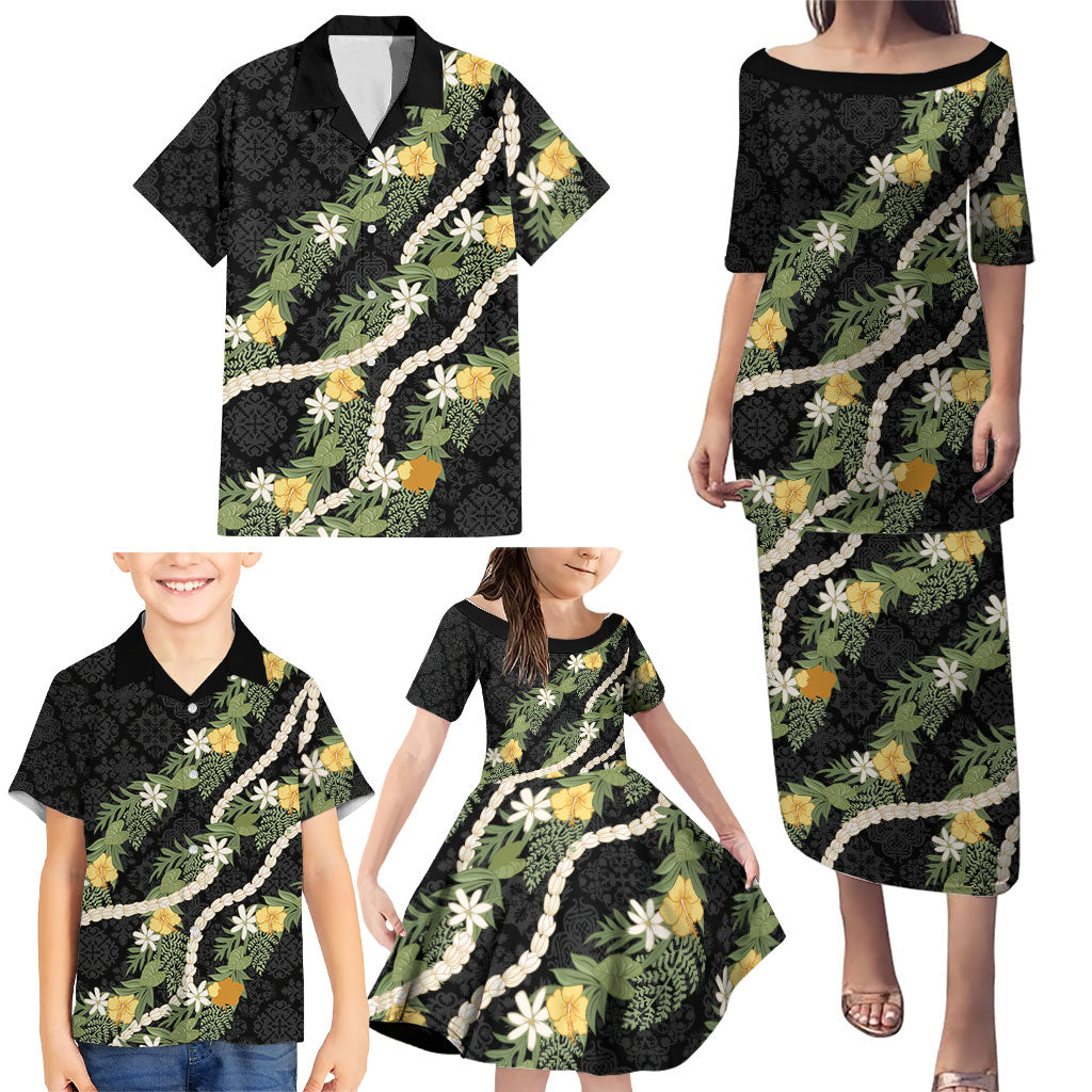 Puakenikeni Anthurium Pikake Lei Family Matching Puletasi and Hawaiian Shirt Hawaiian Quilt Pattern