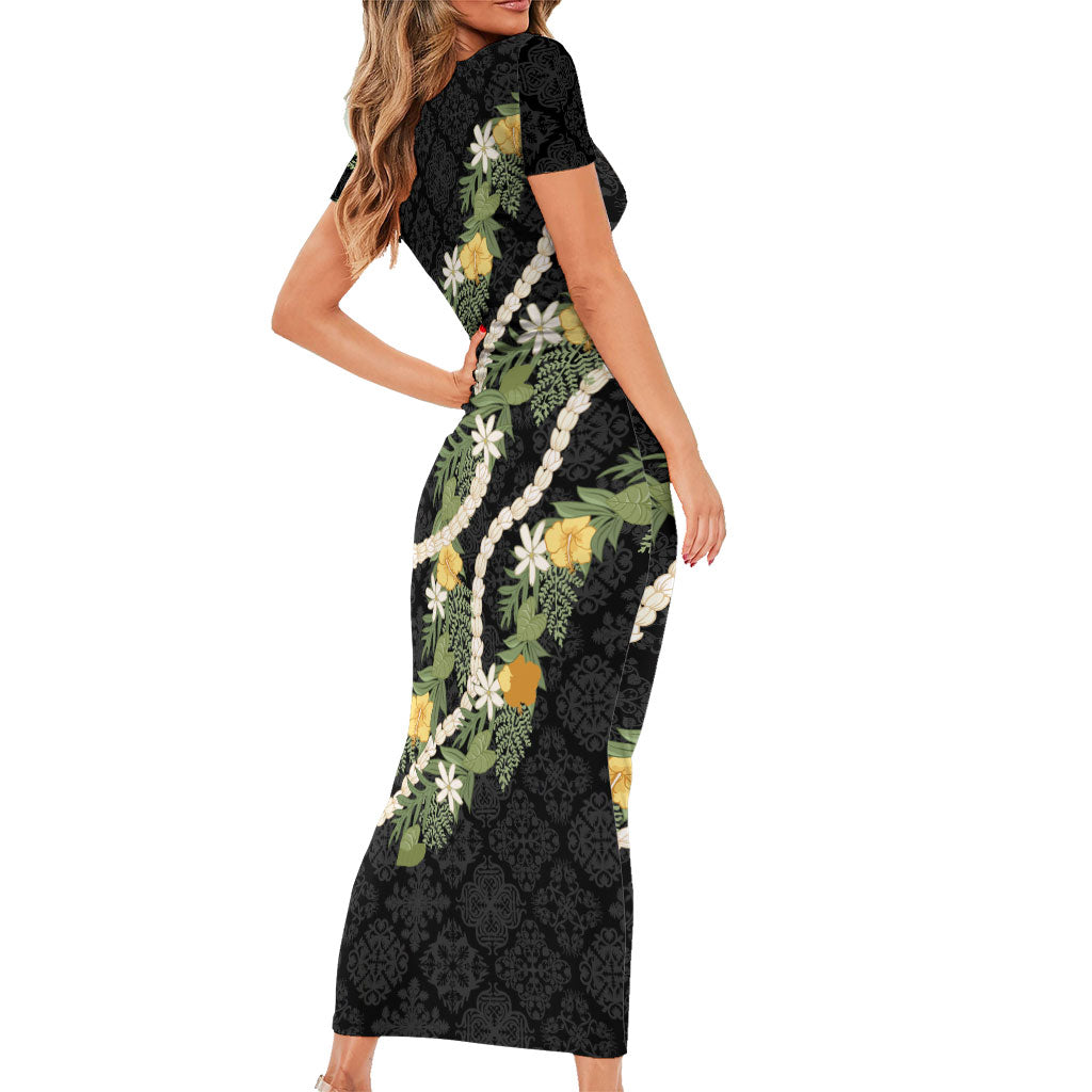 Puakenikeni Anthurium Pikake Lei Family Matching Short Sleeve Bodycon Dress and Hawaiian Shirt Hawaiian Quilt Pattern