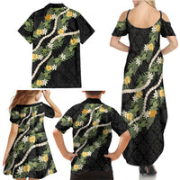Puakenikeni Anthurium Pikake Lei Family Matching Summer Maxi Dress and Hawaiian Shirt Hawaiian Quilt Pattern