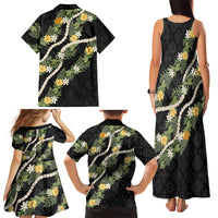 Puakenikeni Anthurium Pikake Lei Family Matching Tank Maxi Dress and Hawaiian Shirt Hawaiian Quilt Pattern