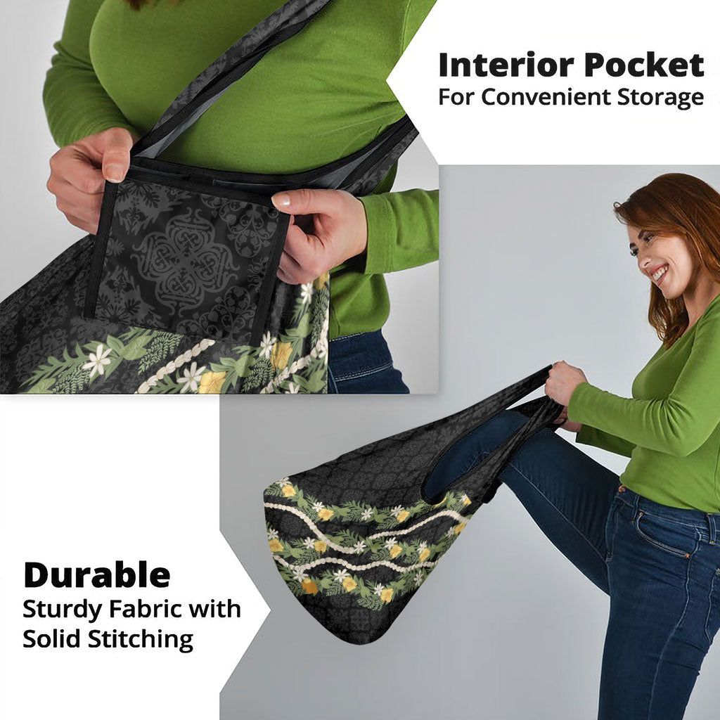 Puakenikeni Anthurium Pikake Lei Grocery Bag Hawaiian Quilt Pattern