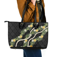 Puakenikeni Anthurium Pikake Lei Leather Tote Bag Hawaiian Quilt Pattern