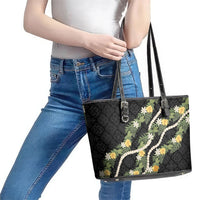Puakenikeni Anthurium Pikake Lei Leather Tote Bag Hawaiian Quilt Pattern