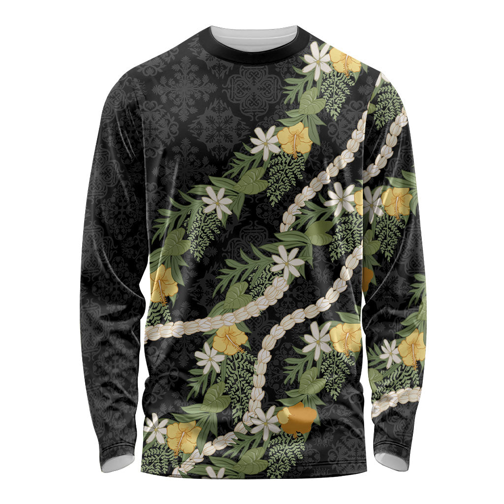 Puakenikeni Anthurium Pikake Lei Long Sleeve Shirt Hawaiian Quilt Pattern