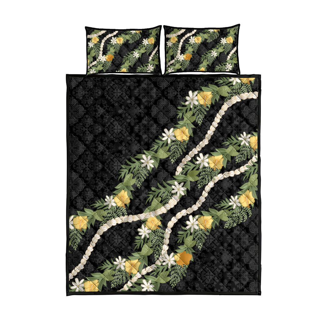 Puakenikeni Anthurium Pikake Lei Quilt Bed Set Hawaiian Quilt Pattern