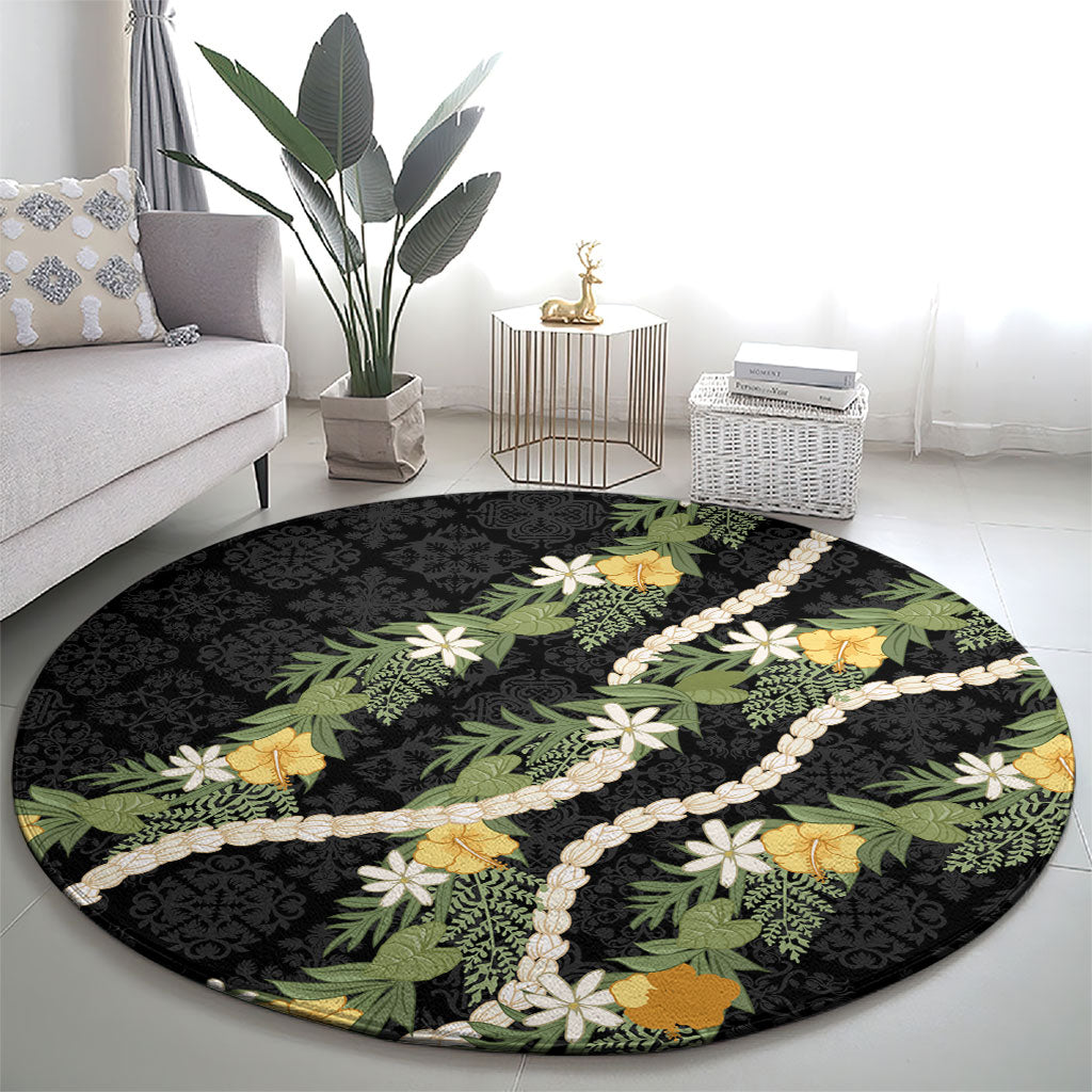 Puakenikeni Anthurium Pikake Lei Round Carpet Hawaiian Quilt Pattern