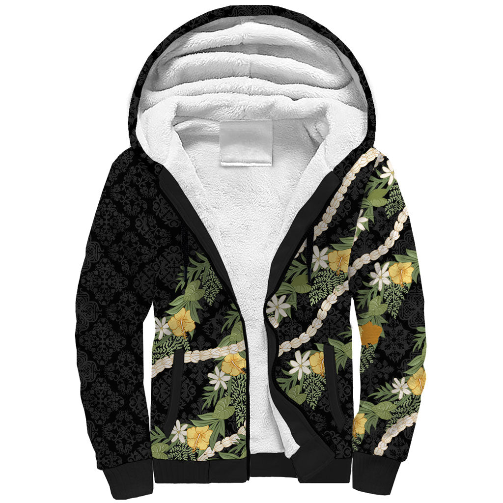 Puakenikeni Anthurium Pikake Lei Sherpa Hoodie Hawaiian Quilt Pattern