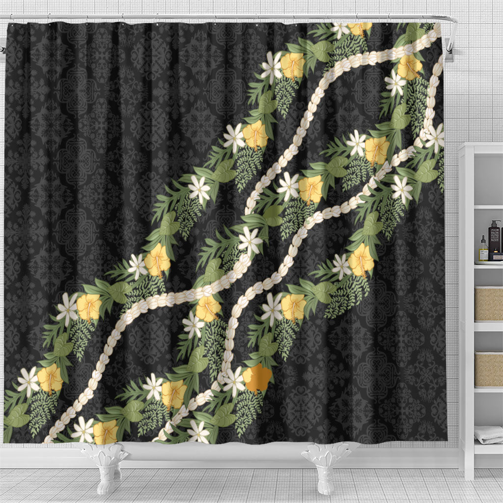 Puakenikeni Anthurium Pikake Lei Shower Curtain Hawaiian Quilt Pattern
