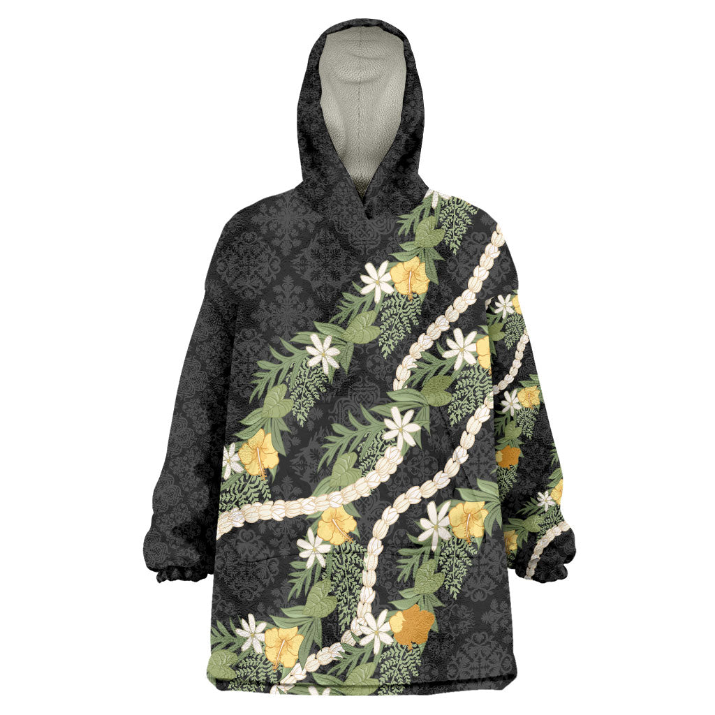 Puakenikeni Anthurium Pikake Lei Wearable Blanket Hoodie Hawaiian Quilt Pattern