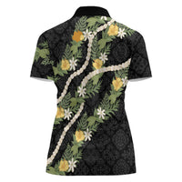 Puakenikeni Anthurium Pikake Lei Women Polo Shirt Hawaiian Quilt Pattern