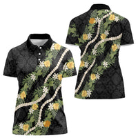 Puakenikeni Anthurium Pikake Lei Women Polo Shirt Hawaiian Quilt Pattern