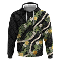 Puakenikeni Anthurium Pikake Lei Zip Hoodie Hawaiian Quilt Pattern