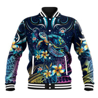 Plumeria Turtles Traditional Tribal Baseball Jacket
