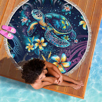 Plumeria Turtles Traditional Tribal Beach Blanket
