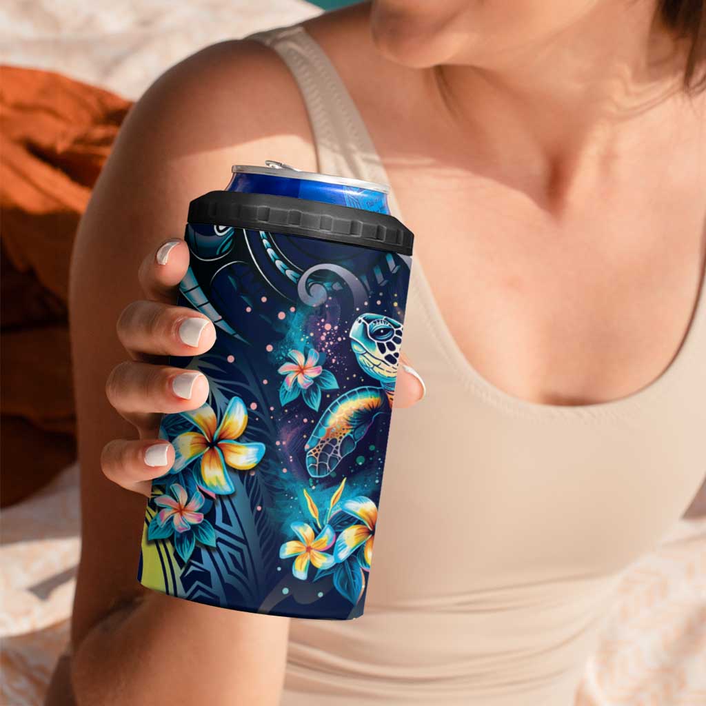 Plumeria Turtles Traditional Tribal 4 in 1 Can Cooler Tumbler