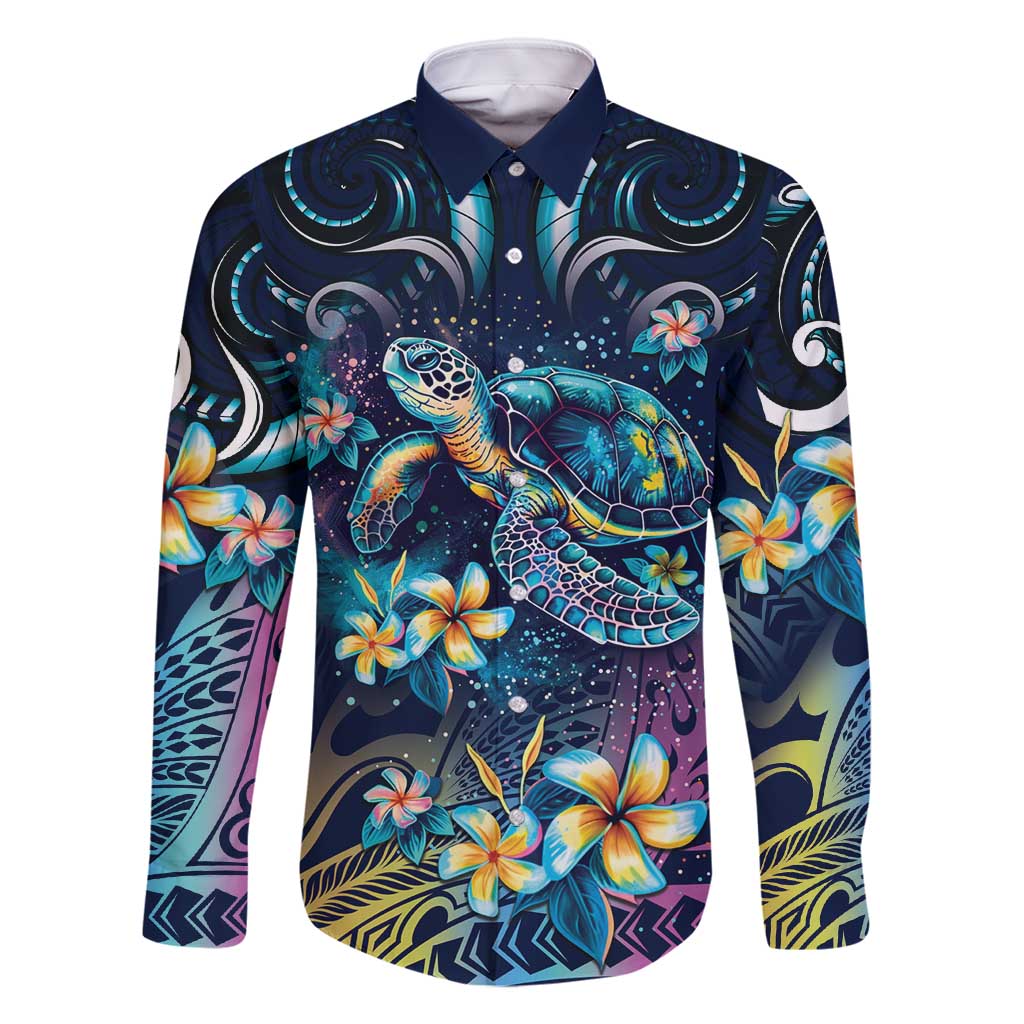 Plumeria Turtles Traditional Tribal Family Matching Mermaid Dress and Hawaiian Shirt
