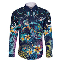 Plumeria Turtles Traditional Tribal Family Matching Off Shoulder Short Dress and Hawaiian Shirt