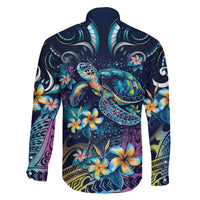 Plumeria Turtles Traditional Tribal Family Matching Off Shoulder Short Dress and Hawaiian Shirt