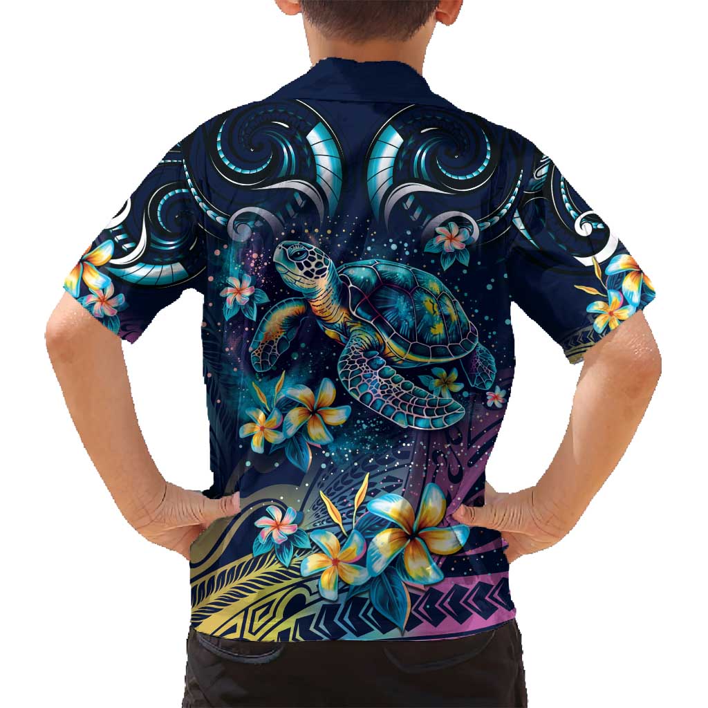 Plumeria Turtles Traditional Tribal Family Matching Tank Maxi Dress and Hawaiian Shirt