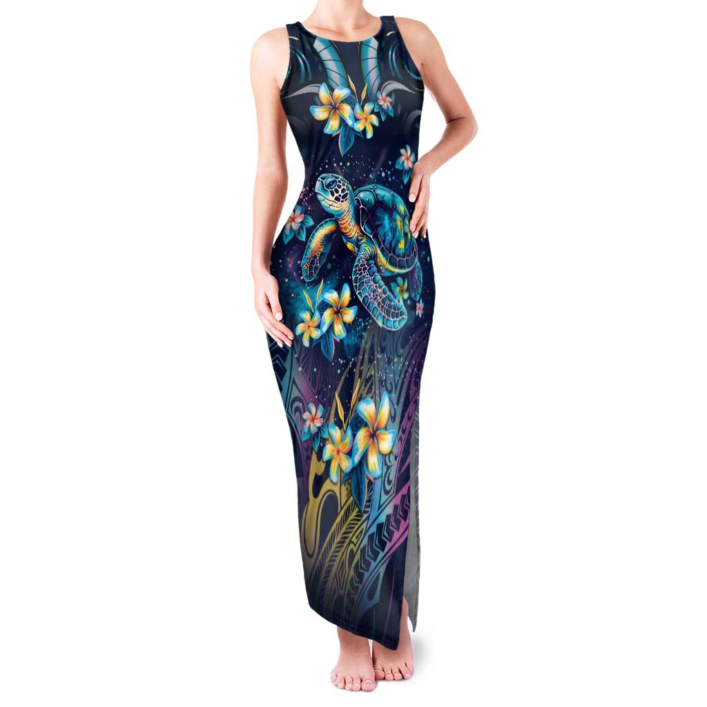 Plumeria Turtles Traditional Tribal Family Matching Tank Maxi Dress and Hawaiian Shirt