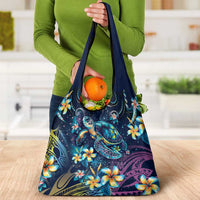 Plumeria Turtles Traditional Tribal Grocery Bag