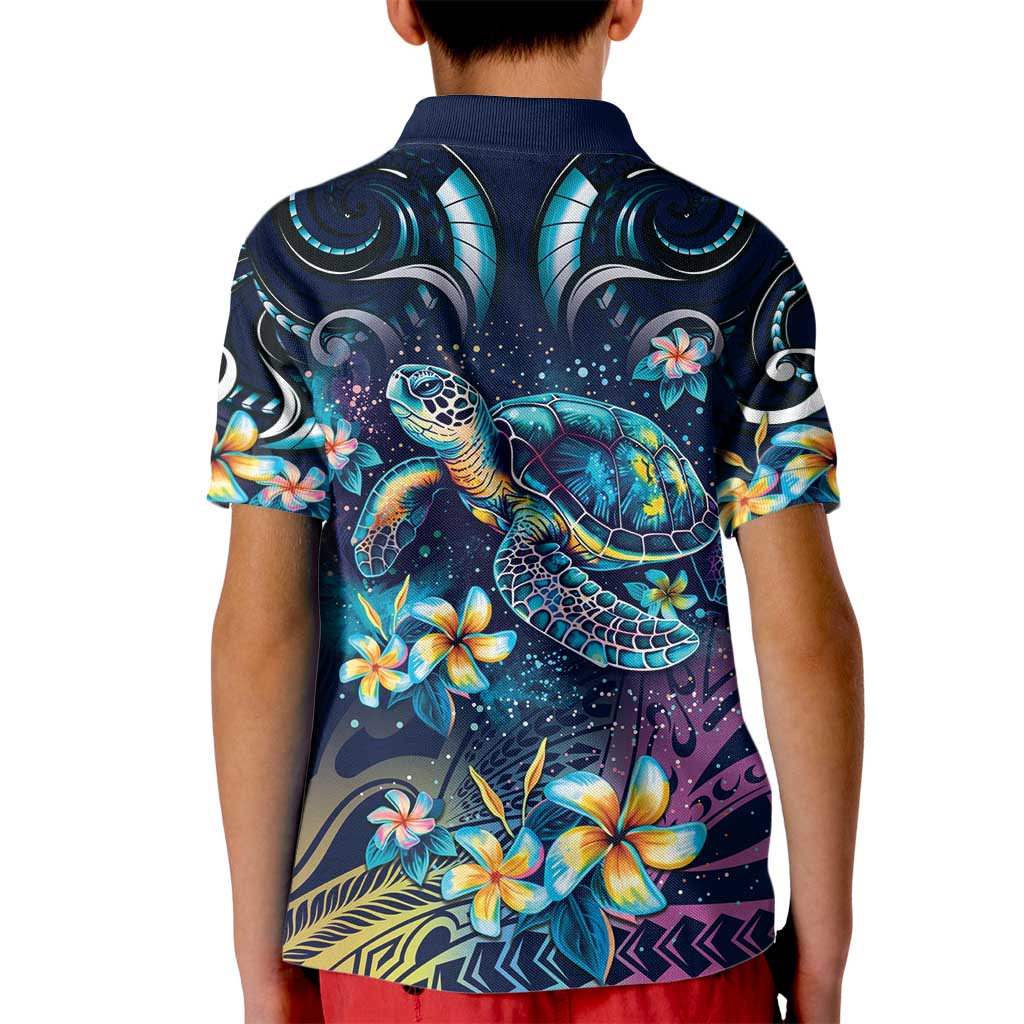 Plumeria Turtles Traditional Tribal Kid Polo Shirt LT9 - Polynesian Pride