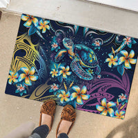 Plumeria Turtles Traditional Tribal Rubber Doormat