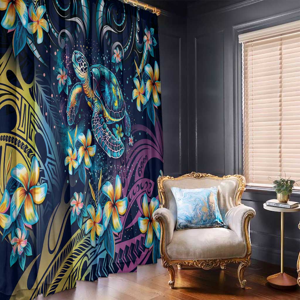 Plumeria Turtles Traditional Tribal Window Curtain