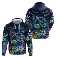 Plumeria Turtles Traditional Tribal Zip Hoodie