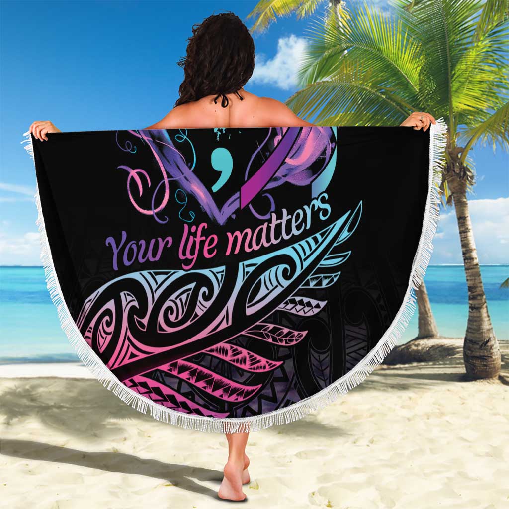 Personalised Your Life Matters Beach Blanket Suicide Prevention Awareness Semicolon Heart