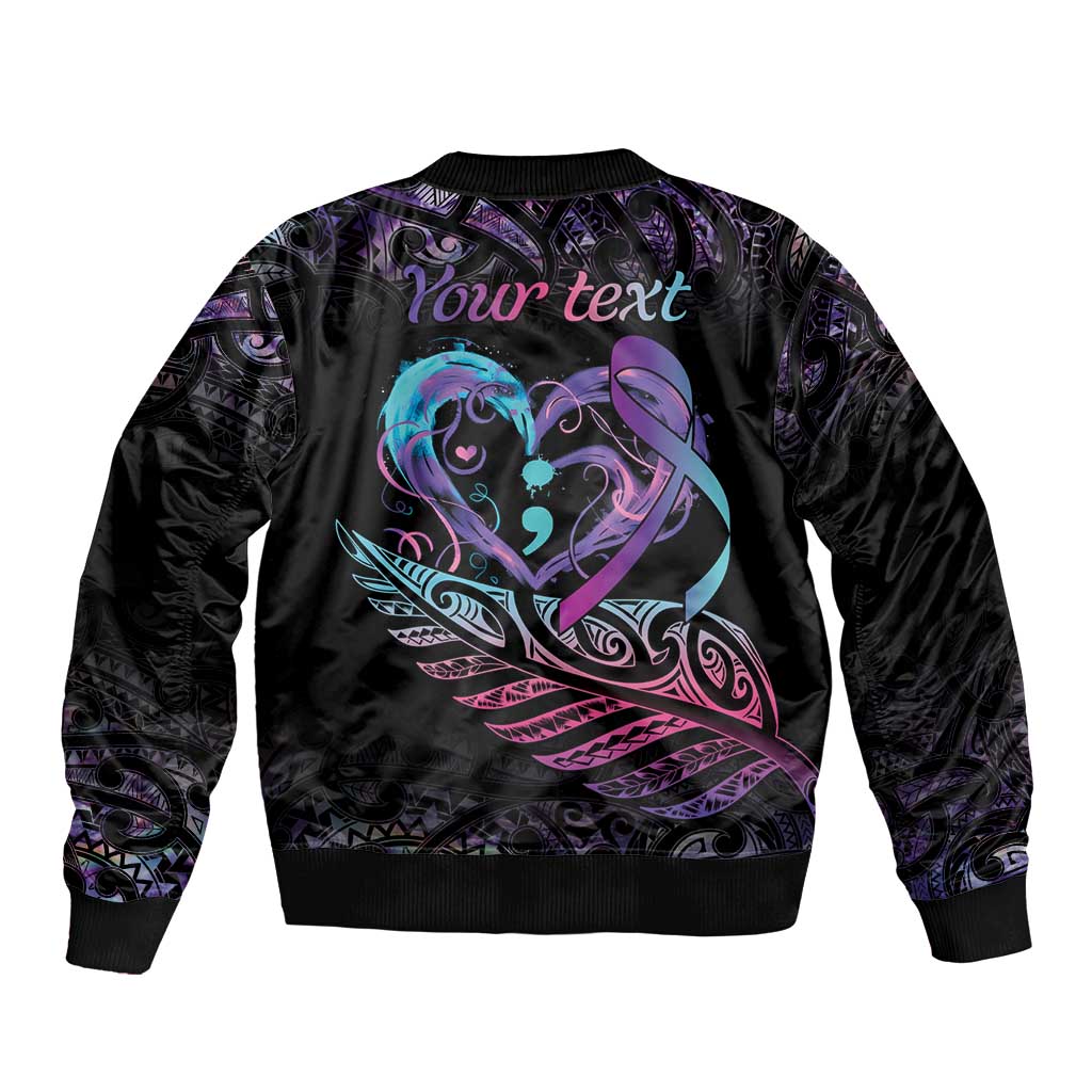 Personalised Your Life Matters Bomber Jacket Suicide Prevention Awareness Semicolon Heart