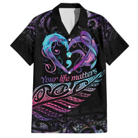 Personalised Your Life Matters Family Matching Off The Shoulder Long Sleeve Dress and Hawaiian Shirt Suicide Prevention Awareness Semicolon Heart