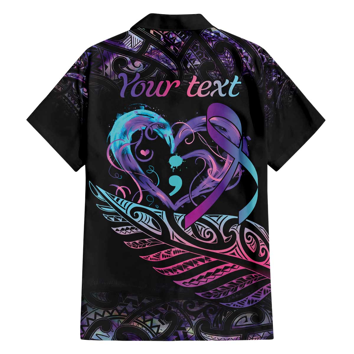 Personalised Your Life Matters Family Matching Off The Shoulder Long Sleeve Dress and Hawaiian Shirt Suicide Prevention Awareness Semicolon Heart