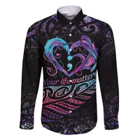 Personalised Your Life Matters Family Matching Off Shoulder Short Dress and Hawaiian Shirt Suicide Prevention Awareness Semicolon Heart