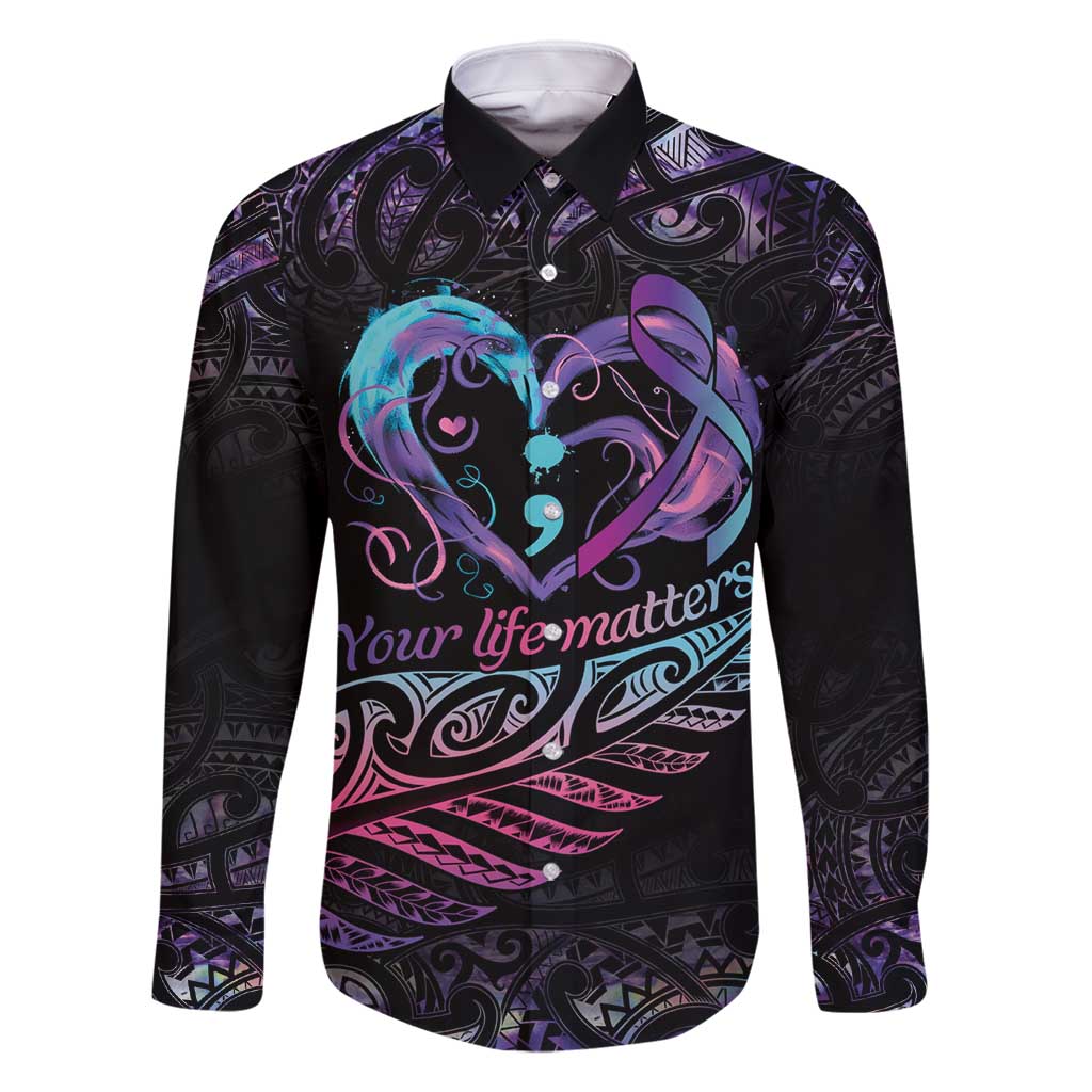 Personalised Your Life Matters Family Matching Summer Maxi Dress and Hawaiian Shirt Suicide Prevention Awareness Semicolon Heart