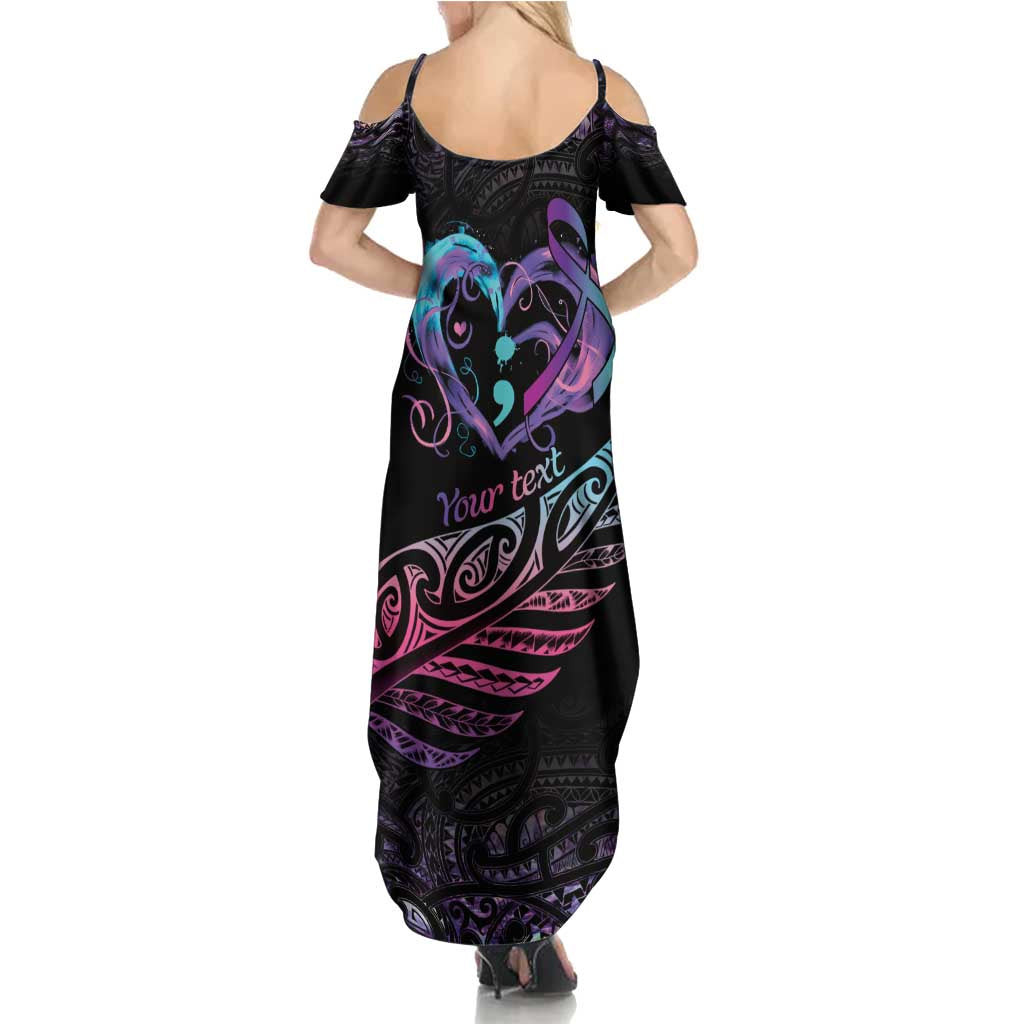 Personalised Your Life Matters Family Matching Summer Maxi Dress and Hawaiian Shirt Suicide Prevention Awareness Semicolon Heart