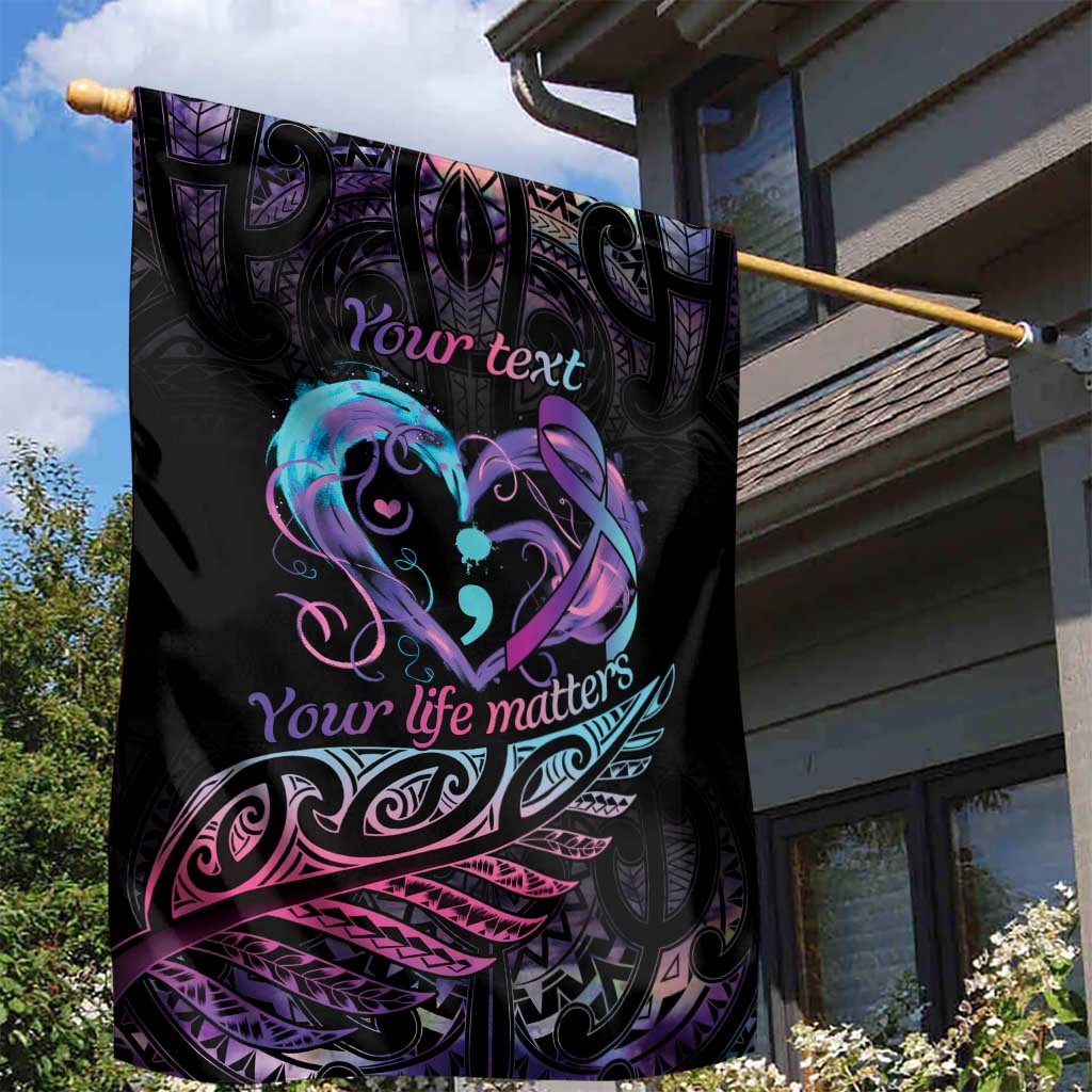 Personalised Your Life Matters Garden Flag Suicide Prevention Awareness Semicolon Heart