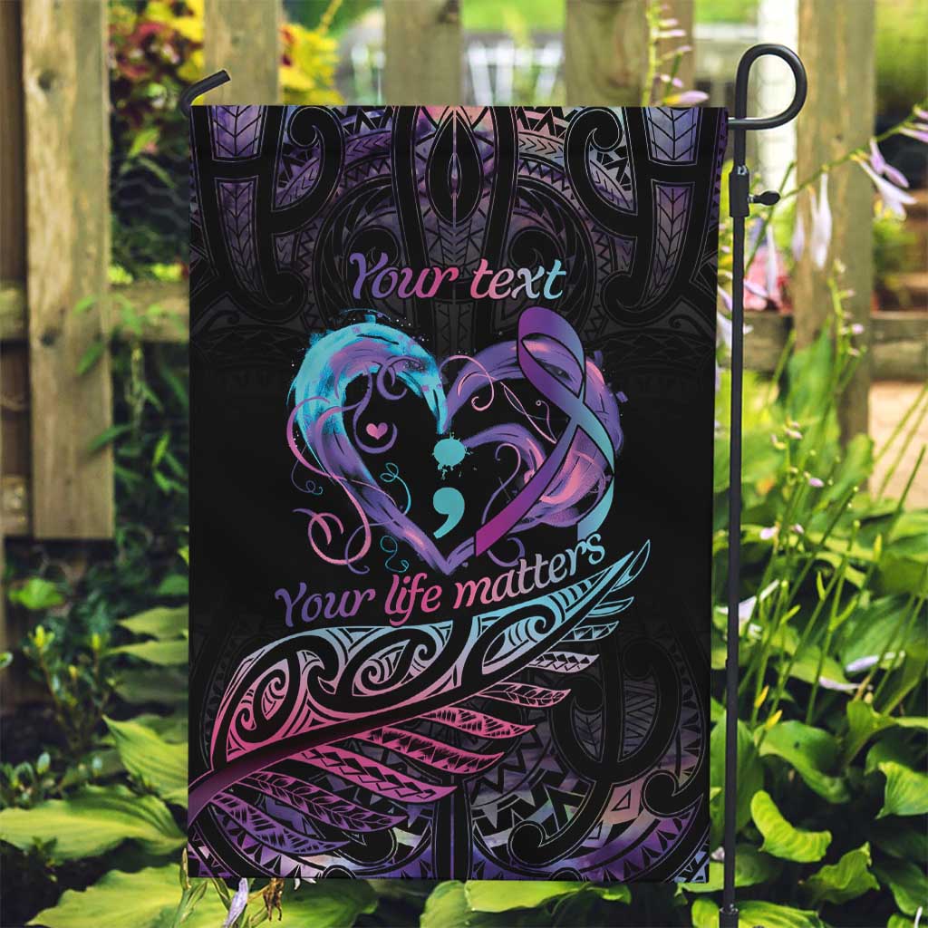 Personalised Your Life Matters Garden Flag Suicide Prevention Awareness Semicolon Heart