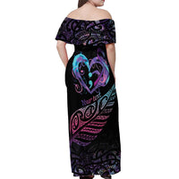 Personalised Your Life Matters Off Shoulder Maxi Dress Suicide Prevention Awareness Semicolon Heart