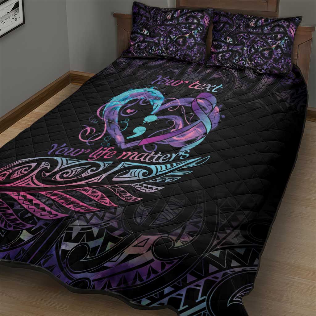 Personalised Your Life Matters Quilt Bed Set Suicide Prevention Awareness Semicolon Heart