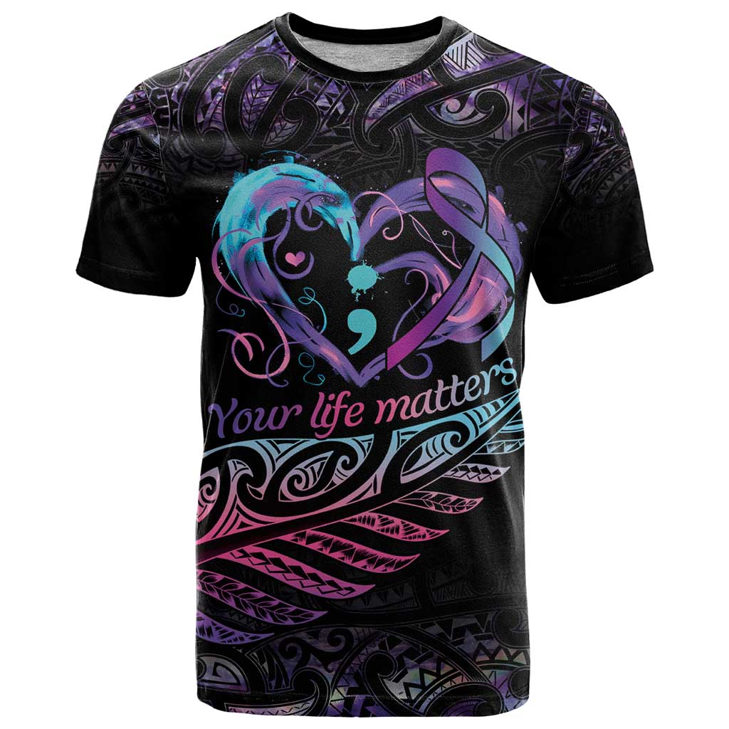 Personalised Your Life Matters T Shirt Suicide Prevention Awareness Semicolon Heart