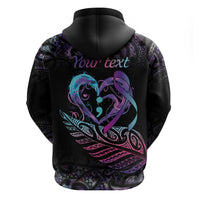 Personalised Your Life Matters Zip Hoodie Suicide Prevention Awareness Semicolon Heart