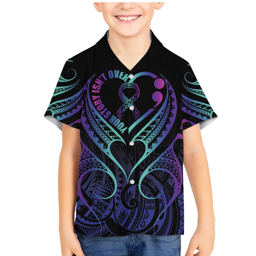 Personalised Your Story Isn't Over Family Matching Mermaid Dress and Hawaiian Shirt Suicide Prevention Awareness Semicolon Heart